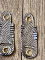 METALLIC SILVER REPTILE EMBOSSED LEATHER ALYMERI ANKLETS FOR FALCONRY