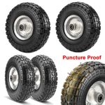 10" PU Puncture Proof Sack Truck Trolley Wheelbarrow Solid Tyre Wheel 4.10/3.5-4