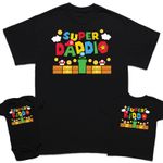 Super Mario Daddio Gaming Fathers Day Kids Baby Matching T-Shirts Top #FD
