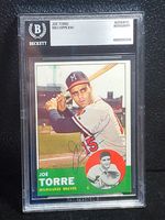 1963 TOPPS #347 JOE TORRE VINTAGE AUTOGRAPHED BRAVES 2ND YEAR CARD (BECKETT)