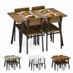 Compact Rectangular Dining Table and 4 Chairs Set for Space Saving Kitchen Diner
