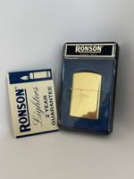 Rare Vintage Ronson Typhoon Solid Brass Gas Lighter Original Box & Manual