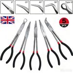 5 Pieces 11" Long Reach Straight 25° 45° 90° Bent Round Straight Nose Pliers Set