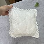 Vintage 80’s White Crochet Lace cushion antique style/wedding ring bearer pillow