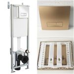 Concealed Cistern WC Universal Frame Wall Hung Toilet Gold Flush Push Button