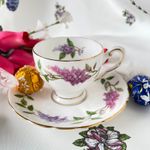 Royal Tuscan Fine England Bone China Lilac Time Coffee Demitasse Cup Saucer Set