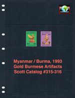 $9.00 Scott Value - 1992 MYANMAR BURMA Gold Artifacts Culture CV MNH NH UMM