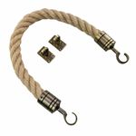 Natural Barrier Rope C/W Hook & Eyeplates, Diameter Fitting Colour Length