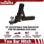 10" Adjustable Tow Bar Hitch Mount 50mm Ball 5000lbs For VW Amarok 2010-2022