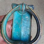 Antique Brass Face Door Knocker Pre-1890 Original Salvage Green/Gold