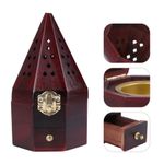 Decorative Pine Wood Incense Burner Antique Wooden Censer for Home Aroma Decor