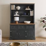 Corona Dresser Large 3 Door Sideboard Charcoal Solid Wood Mexican Pine Dark Grey