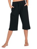 LADIES 3/4 TROUSERS WOMENS THREE QUARTER ELASTICATED WAIST CAPRI CROPPED PANTS