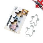 Stainless Steel Gingerbread Cookie Cutters 2 Piece Set Boy Girl Shapes Christmas