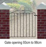METAL GARDEN GATE BLACK WROUGHT IRON, FITS 93-98cm OPENING, 90cm HIGH, LOCKABLE