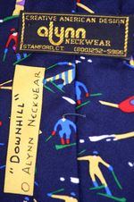 Neck Tie VTG 70s Alynn Neckwear Downhill Colorful Skiers Silk Foulard 55" x 4"