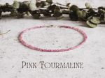 High Quality Pink Tourmaline Beaded Healing Water Resistant Crystal Anklet Women