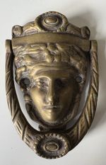 Antique Brass Lady Face Door Knocker – Vintage Patina – 10cm