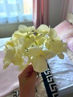Artificial White Hydrangea Stem/Spray Fabric Silk Flower Bunch