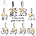 13th 16th 18th 21st 30th 40th 50th or 60th Birthday Charm  925 Sterling Silver