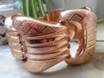 "Globus Foreign" Eloxal Wide Width Engraved Rose Gold Colour  Panelled Bracelet