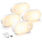 Lyridz Motion Sensor Night Light, 1-20LM Stick on Mini 4PACK, Warm White