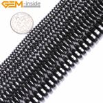 Rondelle Stone Black Jet Hematite Loose Beads Jewelry Making 15" Non-magnetic
