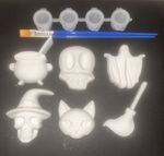 Halloween Ready-to-Paint Pottery Kit with Paint Pots & Brushes, 6 Figures