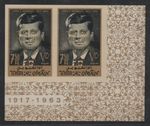 UAE UMM AL QAIWAIN 1968 JOHN F. KENNEDY MEMORIAL OVERPRINT IN GOLD INVERTED