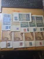 10 pcs x old pre WW2 Polish zloty banknotes 4 x 100, 5 x  50, 1 x  20 stamped