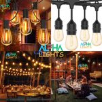 48FT LED S14 Festoon String Lights Mains Powered IP65 Waterproof Garden Patio