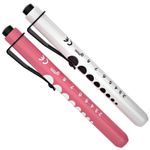 2PCS Pen Torch Light Reusable LED Penlight with Pupil Gauge for Nurses Doctors