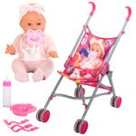 Baby Doll with Toy Stroller Pushchair Dummy Magic Bottle Feeding Set BiBi Doll