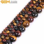 Craft Multi-colour Tiger's Eye Gemstone Round Loose Beads Jewellery Making 15”