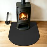Round-arched Hearth Rugs for Fireplaces Fire Resistant, 110x85x0.1cm, Black 1000