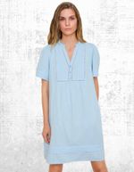 Womens WYSE Cotton Short Sleeve Otti Short Button Up Dress Sky Blue RRP £165