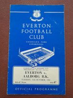 Everton V Aarlborg B.K Football Programme. European Cup Winnees Cup 11.10.1966