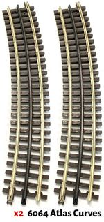 Atlas 6064 - O Gauge 3 Rail Code 215 (O-54) Curved Track 22.5 Degree (x2 Pieces)