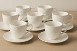 Elegant White Cup & Saucer Set – 6 Coffee/Tea Cups with Saucers Gift Set