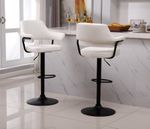2 X PLUSH WHITE BAR STOOLS, GAS LIFT, BREAKFAST KITCHEN BAR PADDED ARMS & BACK