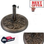 CAST IRON ROUND UMBRELLA PARASOL BASE STAND PATIO OUTDOOR GARDEN HEAVY 9KG