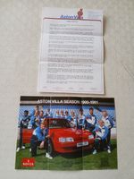 Aston Villa Football Club Season 1990/91  Information Plus Poster With Signature