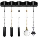 ElekTek Premium Black Bathroom Ceiling Light Pull Cord Switch Fob Handle Kit