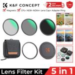 K&F CONCEPT 5in1 Magnetic Lens Filter Kit CPL+ ND8+ ND64+ Lens Cap+ Adapter Ring