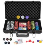 Texas Holdem Poker Chip Set 14g 300pcs Claytec Chips with Case Black
