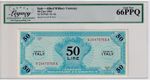 Italy - Allied Military 50 Lire 1943 P-M14b Legacy Graded UNC 66 A14478768A
