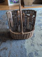 Woodside Willow Tool Basket/Trug with Garden Hand Tools Trowel/Fork/Dibber