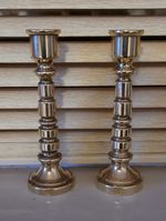 Solid Brass Vintage Candle Holders Pair Antique Candlestick Set of 2