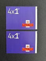 2 Books of 4 Genuine New 1st Class Self Adhesive Barcoded Stamps, MNH, Booklets