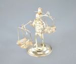 VINTAGE STERLING SILVER HONG KONG CHINAMAN FISHERMAN FIGURE 5cm 10.7g